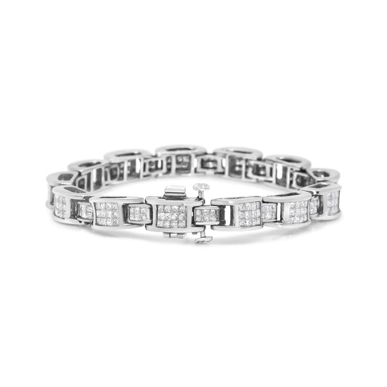 14K White Gold 5.0 Cttw Princess Cut Diamond Invisible Set Alternating