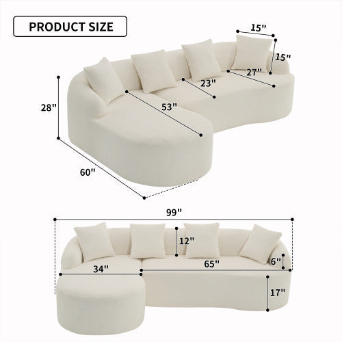 LuxeForm™ Grey Compression Sofa with Chaise Lounge & 4 Pillows - Modern Luxury