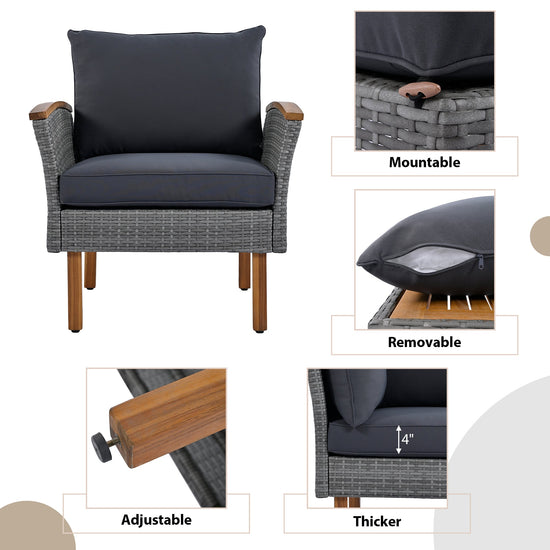 Genuine 9-Piece Patio Rattan Furniture Set - Outdoor Conversation