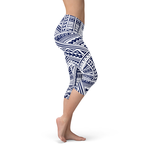 Polynesian Maori Tattoo Capri Leggings - Performance Art