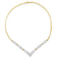 14K Two-Tone Gold Diamond V-Shaped Bracelet - 3.0 Cttw Round & Princess Cut