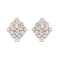 18K Rose Gold Pear Diamond Floral Cluster Omega Earrings - 8.33 Cttw