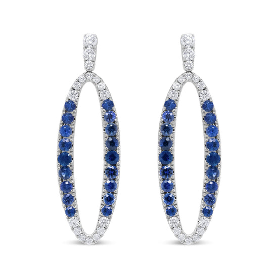 18K White Gold 1.11 Cttw Blue Round Diamond and Blue Sapphire Openwork