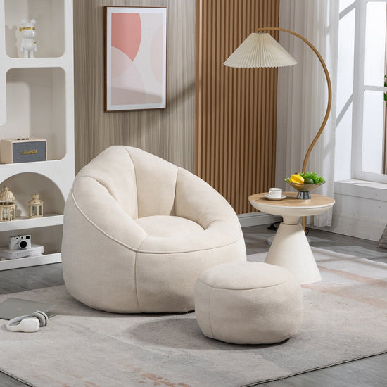 LuneluX Bean Bag Chair with Footrest – Plush Home Seating, Soft & Comfortable Lounge Chair