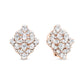 18K Rose Gold Pear Diamond Floral Cluster Omega Earrings - 8.33 Cttw