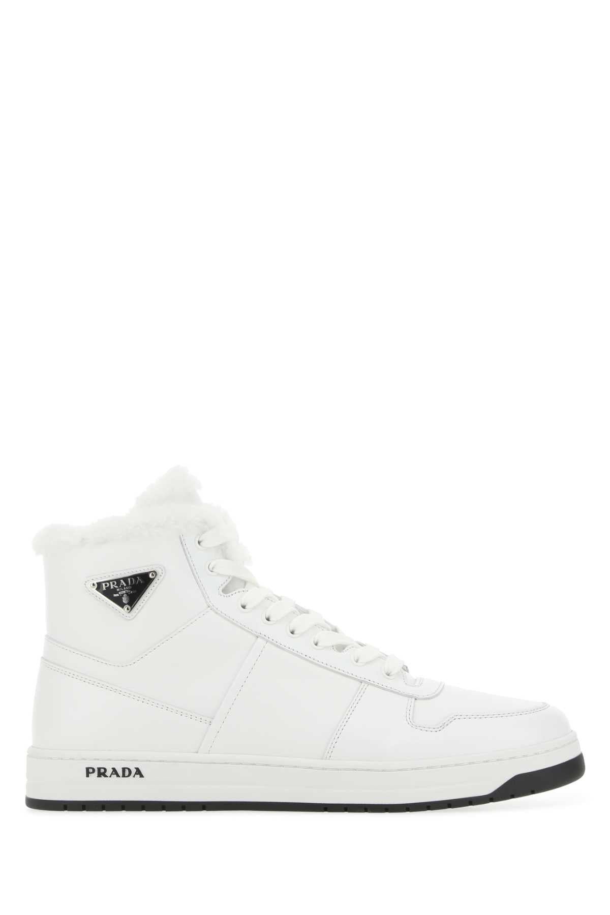 Prada Men White Leather Sneakers