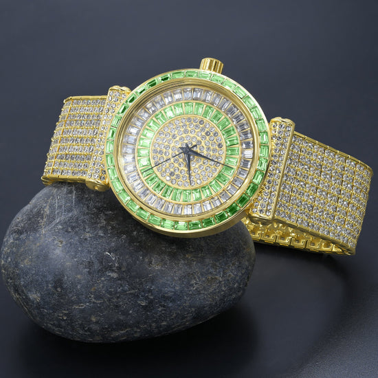 FOXY CZ Iced Out Watch - Luxury Rhodium Timepiece