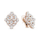 18K Rose Gold Pear Diamond Floral Cluster Omega Earrings - 8.33 Cttw