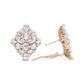 18K Rose Gold Pear Diamond Floral Cluster Omega Earrings - 8.33 Cttw