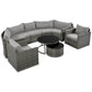 Luxury 9-Piece Half-Moon Outdoor Sofa Set - Modern Gray Wicker Patio Furniture