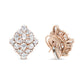 18K Rose Gold Pear Diamond Floral Cluster Omega Earrings - 8.33 Cttw
