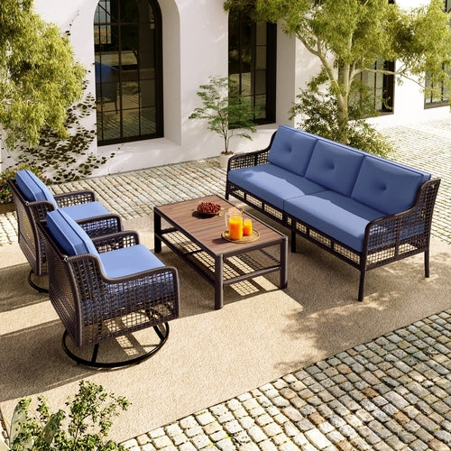 Genuine 4-Piece Wicker Patio Set - Swivel Chairs & Sofa Outdoor
