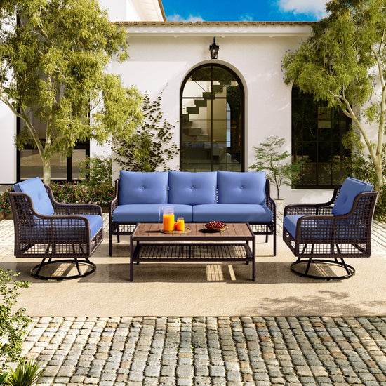 Genuine 4-Piece Wicker Patio Set - Swivel Chairs & Sofa Outdoor