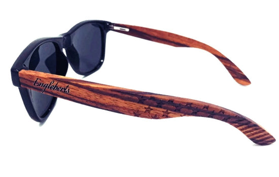Genuine Zebrawood Sunglasses Stars & Bars - Polarized with Case