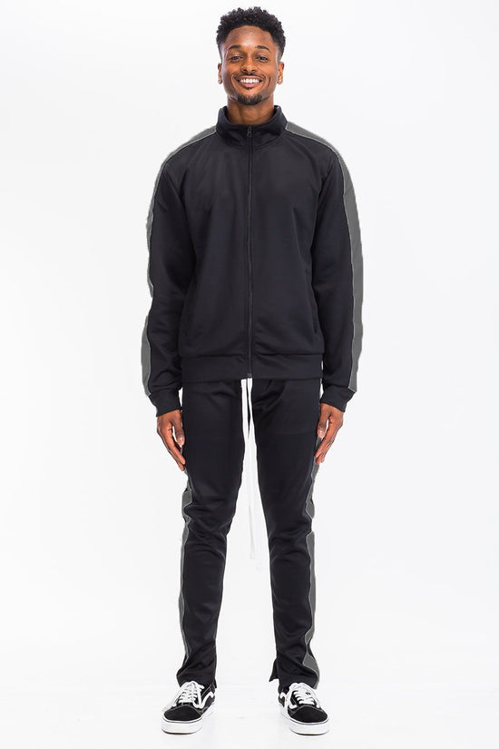 Single Stripe Zip Up Track Jacket and Track Pant Matching Set SET123
