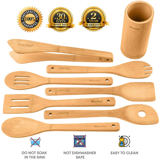 Artisan Bamboo Kitchen Utensils - 8-Piece Collection