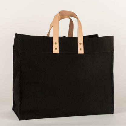 Heritage Canvas & Leather Box Tote - Artisan Crafted