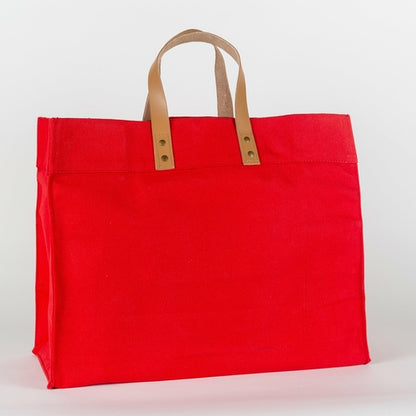 Heritage Canvas & Leather Box Tote - Artisan Crafted