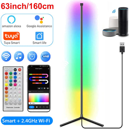 160cm Smart Tuya Corner Floor Lamp Dimmable RGB LED Modern Mood