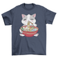 Genuine Cat Eating Ramen T-Shirt - Funny Graphic Tee Unisex