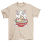 Genuine Cat Eating Ramen T-Shirt - Funny Graphic Tee Unisex