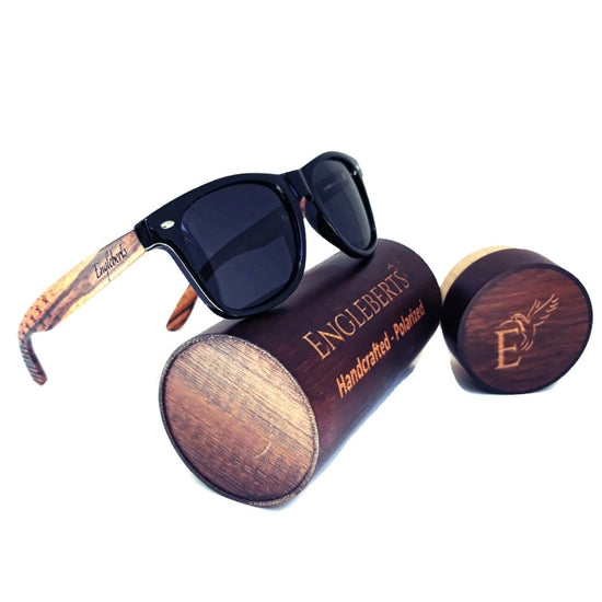Genuine Zebrawood Sunglasses Stars & Bars - Polarized with Case