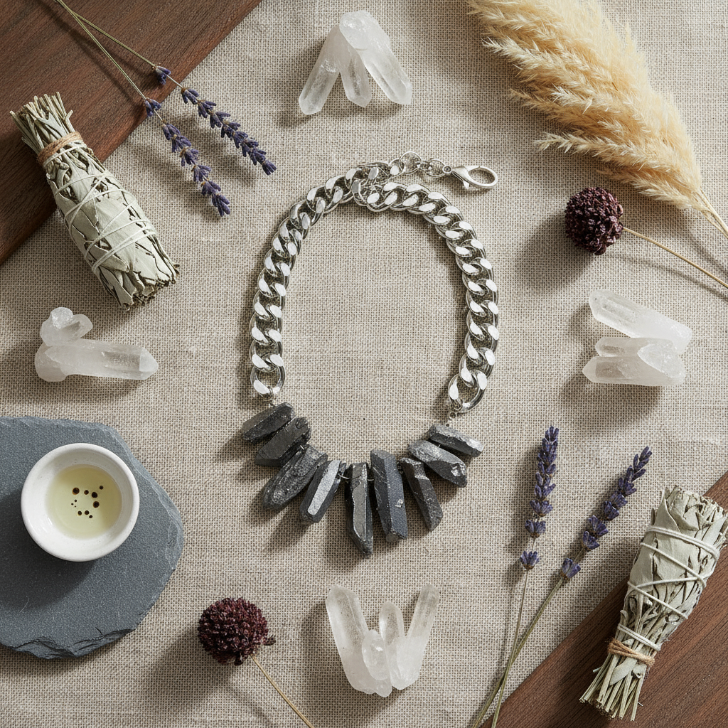 Bohemian flat lay with natural elements