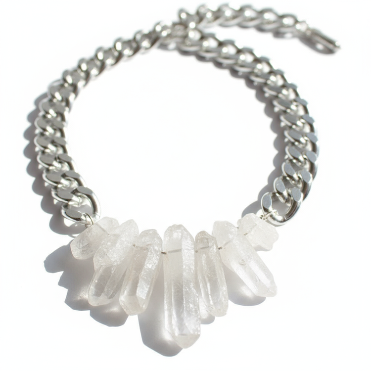 Crystal quartz necklace product shot