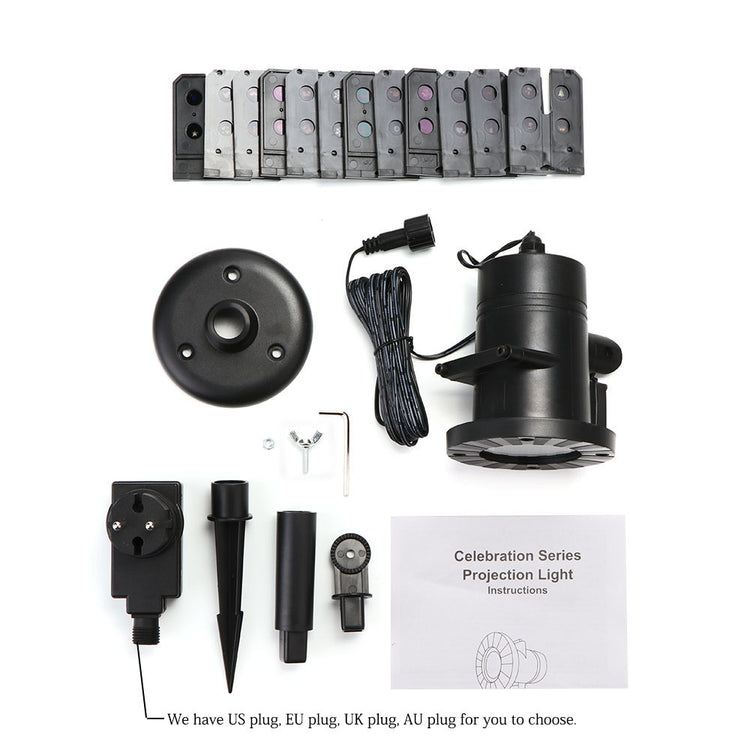 Collection of black electronic components and accessories on a white background