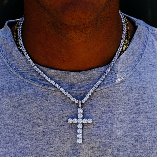 GALORE 3MM Tennis Chain & Cross Bundle - Complete Elegance