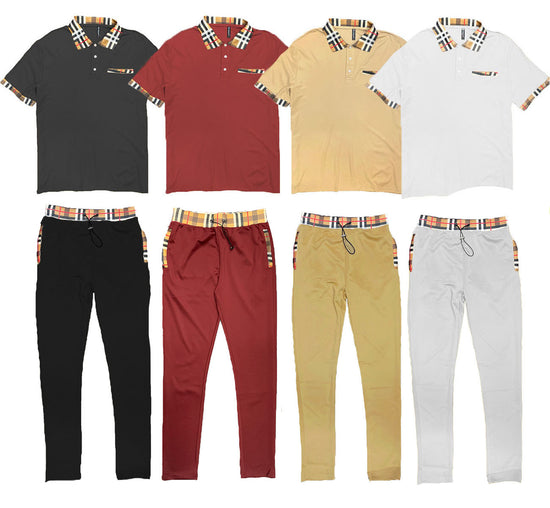 Checkered Polo & Pant Set - Coordinated Comfort