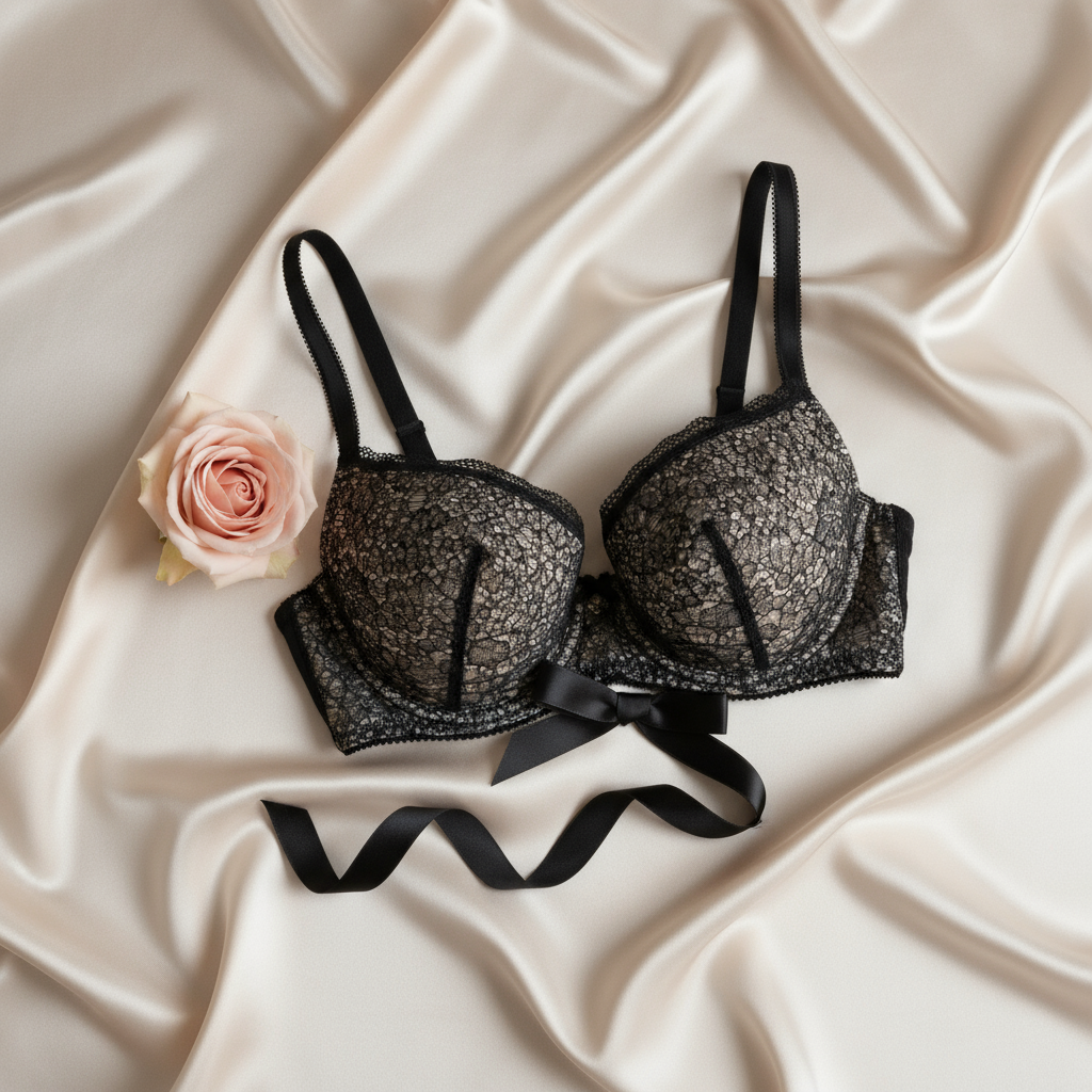 Elegant flat lay on silk