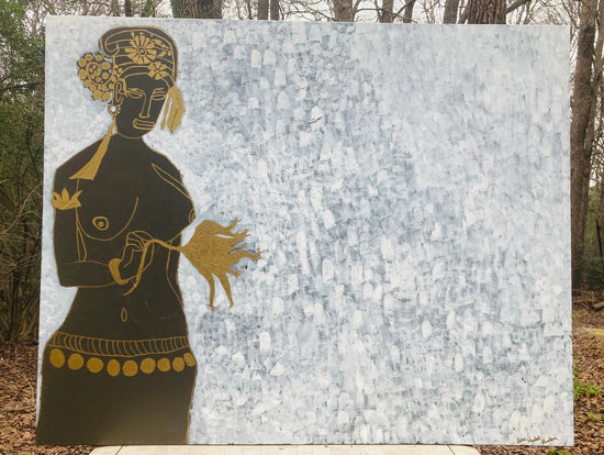 Winter Gold Painting by Guru Khalsa | 50” x 40” Original Artwork