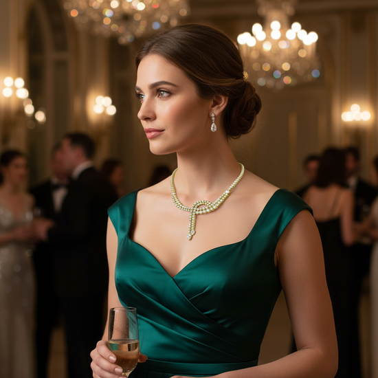 Necklace worn at upscale event