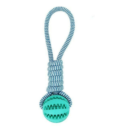 Genuine Durable Rubber Ball Chew Toy with Cotton Rope - Dog