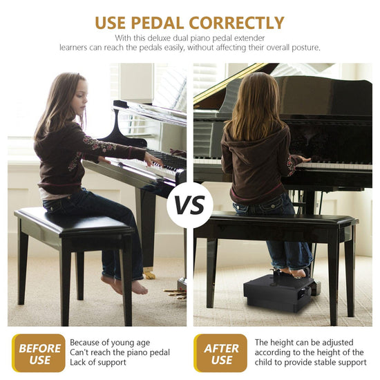 Adjustable Piano Pedal Extender Bench, 5-7.5 inches/13-19 cm Height