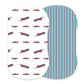 Vintage Steam Trains and Blue and White Stripe Bamboo Changing Pad