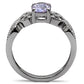 Genuine Light Amethyst CZ Stainless Steel Ring - AAA Grade